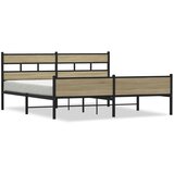 Maison Chic Kovinski Posteljni okvir - Dvoposteljna postelja - Zakonska postelja brez vzmetnice sonoma hrast 200x200 cm, (21694497) | Shoptok.si
