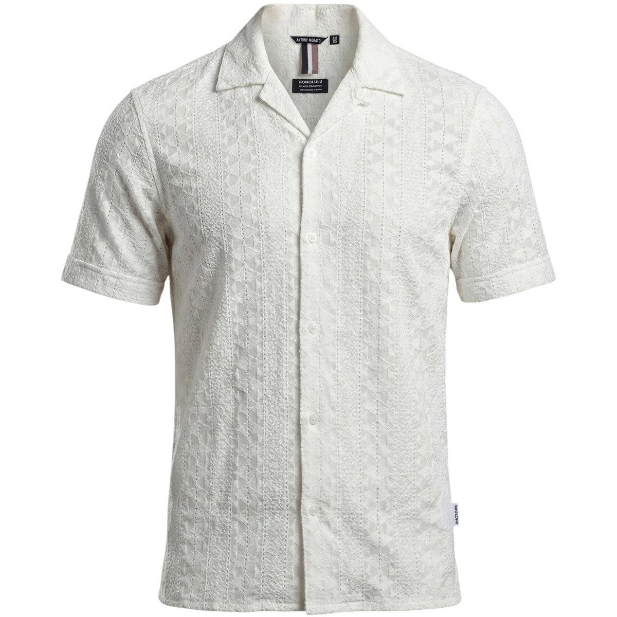 Antony Morato Srajce s kratkimi rokavi HONOLULU RELAXED STRAIGHT FIT MMSS00189-FA440071 Bela Cene