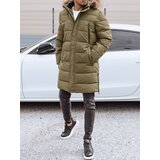 DStreet long men's winter quilted jacket with hood green Cene