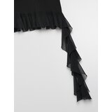 Sinsay Pamučna bluza s asimetričnim volanom od tila | shoptok.hr