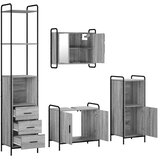  Set ormarića za kupaonicu 4 kom. Siva Sonoma 40 x 36 x 200 5 cm - Siva Sonoma Ormarić ispod sudopera (2 vrata) + viseći ormarić | shoptok.hr