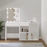 vidaXL LED toaletni stolić s ormarićem bijeli od konstruiranog drva | shoptok.hr