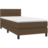  Box spring postelja z vzmetnico LED temno rjava 90x190 cm blago, (20789803) | Shoptok.si