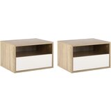 HOMCOM Komplet dveh visečih lesenih nočnih omaric s predalom in odprto polico, sodoben dizajn, 45x35x27,5 cm, bela in lesena, (20745740) | Shoptok.si