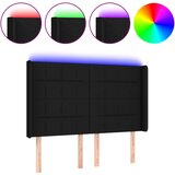 Maison Chic led posteljno vzglavje - vzglavna omarica - nočna omarica črno 147x16x118/128 cm blago, (21707638) Cene