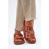 Boto Women's Sandals With Buckles And Decorative Stitching Camel Visley | Shoptok.si