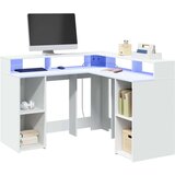  Radni stol s LED svjetlima bijeli 130 x 130 x 91 cm drveni Cijene