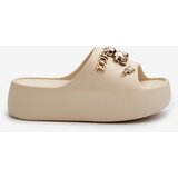 Boto Women's Lightweight Foam Flip-Flops with Decorations Beige Orchia | Shoptok.si