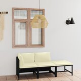 The Living Store Vrtna sedežna garnitura 3-delna z blazinami poli ratan črna - Vrtna Sedežna Garnitura, (21421676) | Shoptok.si