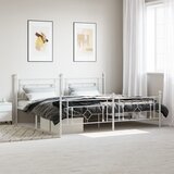 Maison Chic Kovinski Posteljni okvir - Dvoposteljna postelja - Zakonska postelja z vzglavjem in vznožjem bel 193x203 cm, (21696231) | Shoptok.si