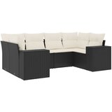  6-dijelni set vrtnih sofa s jastucima crni od poliratana | shoptok.hr