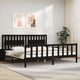 Maison Chic Posteljni okvir - Dvoposteljna postelja - Zakonska postelja z vzglavjem črn 200x200 cm trden les-J5882, (21774617) | Shoptok.si