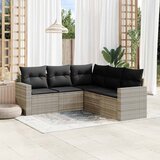 Maison Chic Seti vrtnega pohištva - Vrtna garnitura - Vrtni pohištvo set 5-delna z blazinami siv poli ratan, (21817680) | Shoptok.si