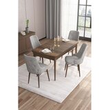 Hanah home trpezarijski set Are, sto na razvlačenje i 4 stolice, ploča u dekoru drveta Baroque, siva tkanina Babyface | Eponuda.com