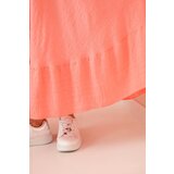 Kesi Włoski Plus size women's dress with short sleeves and ruffle made of light viscose pink | Shoptok.si
