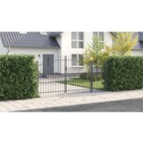 vidaXL vrata za vrt z ogrodnimi konicami siva 175x400 cm jeklo | Shoptok.si