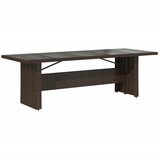  Vrtni stol sa staklenom pločom smeđi 240x90x75 cm od poliratana | shoptok.hr