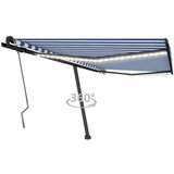  Tenda na ručno uvlačenje s LED svjetlom 450x350 cm plavo-bijela | shoptok.hr