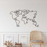 Wallxpert metalni zidni ukras 5316, linijska mapa sveta, 100 x 60 cm, crni | Eponuda.com