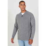 ALTINYILDIZ CLASSICS Men's Gray Standard Fit Regular Cut College Collar Knitwear Cardigan cene