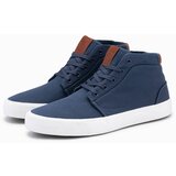 Ombre men's high-top sneakers in cotton canvas - dark blue