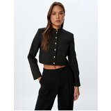 Koton Crop Jacket Stand Collar Pocket Buttoned Long Sleeve | Shoptok.si