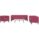  3-dijelni set sofa Chesterfield crvena boja vina baršunasti | shoptok.hr
