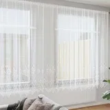 Čipkasta zavjesa sa zavjesama Bijelo 200 x 400 cm Poliester