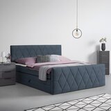 Based Postelja Boxspring Josie-b, Sivomodra, 180x200 | Shoptok.si