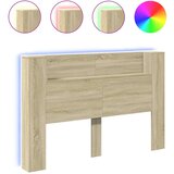 Maison Chic Posteljno vzglavje - Vzglavna omarica - Nočna omarica LED sonoma hrast 160x16,5x103,5 cm, (21705778) | Shoptok.si