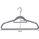 Ruhhy baršunaste vješalice za odjeću 45 cm, set 20 kom, sive | shoptok.hr
