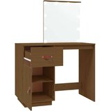 vidaXL Toaletna mizica LED medeno rjava 95x50x133,5 cm trdna borovina | Shoptok.si