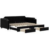  Dnevni krevet na razvlačenje s ladicama crni 90x200 cm tkanina | shoptok.hr