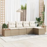 vidaXL 5-dijelni Vrtni Sofa Set s Jastučićima u Bež Poli Ratan | shoptok.hr