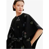 Desigual Black Threadflor Milan Womens Patterned Poncho - Women