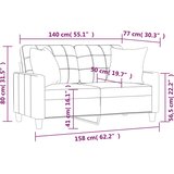  Dvosjed s ukrasnim jastucima boja Krem 140 cm umjetna koža | Eponuda.com