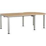 mauser Pravokotna miza, ŠxG 1600 x 900 mm, podnožje v obliki črke C na desni strani, plošča imitacija javorja, ogrodje aluminijasto srebrne barve | Shoptok.si