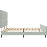  Postelja Svetlo siva 200x200 cm Žamet, (22049904) | Shoptok.si