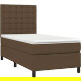  Box spring postelja z vzmetnico LED temno rjava 90x190 cm blago, (20936967) | Shoptok.si