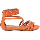 Shelvt Orange boho sandals with studs Cene