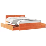 vidaXL Okvir kreveta s ladicama voštano smeđi 160x200 cm od borovine