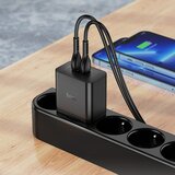 hoco. Zidni punjač Streamer (N35) - Dual Port 2x Type-C PD45W - crni | shoptok.hr