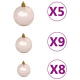  Umjetna božićna jelka s LED svjetlima i setom kuglica i češerima 150 cm | shoptok.hr