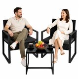  Vrtni namještaj od ratana, dvije stolice, stol, crni | shoptok.hr