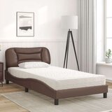  Postelja z vzmetnico rjava 100x200 cm umetno usnje | Shoptok.si
