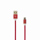 S Box Kabel USB A-B mikro 1,5m bombažna zaščita, rdeč USB-10315R