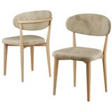 Hanah home set trpezarijskih stolica Onex 4 kom, krem bukle tkanina, drvene noge u prirodnoj boji drveta | Eponuda.com