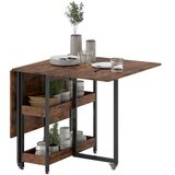 Nesta Zložljiva jedilna miza, rustikalno rjava, za 2–4 osebe, z 2 odprtima policama, premična kuhinjska miza za manjše prostore, 133,4×80×75 cm, (5000493606) | Shoptok.si