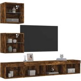  5-dijelni zidni TV elementi s LED svjetlima boja hrasta drveni | shoptok.hr