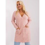 Fashion Hunters Light pink plus-size knitted sweater Cene